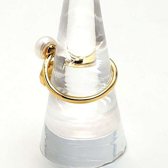 Natural Pearl and Shell Shape 18K Gold Plated Ring Size 7 - Picture 4 of 6